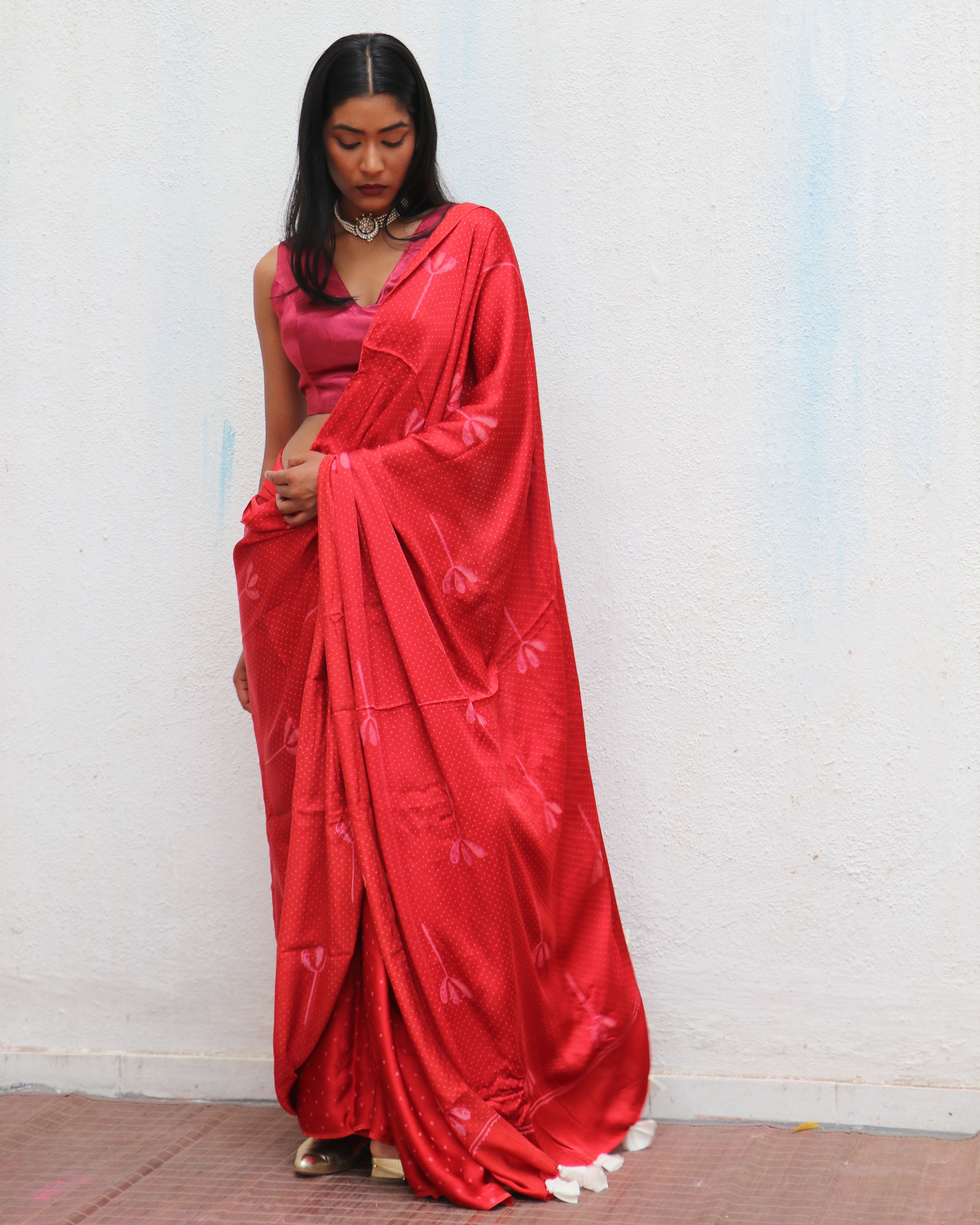 Mashooqa Blockprinted Modal Silk Saree