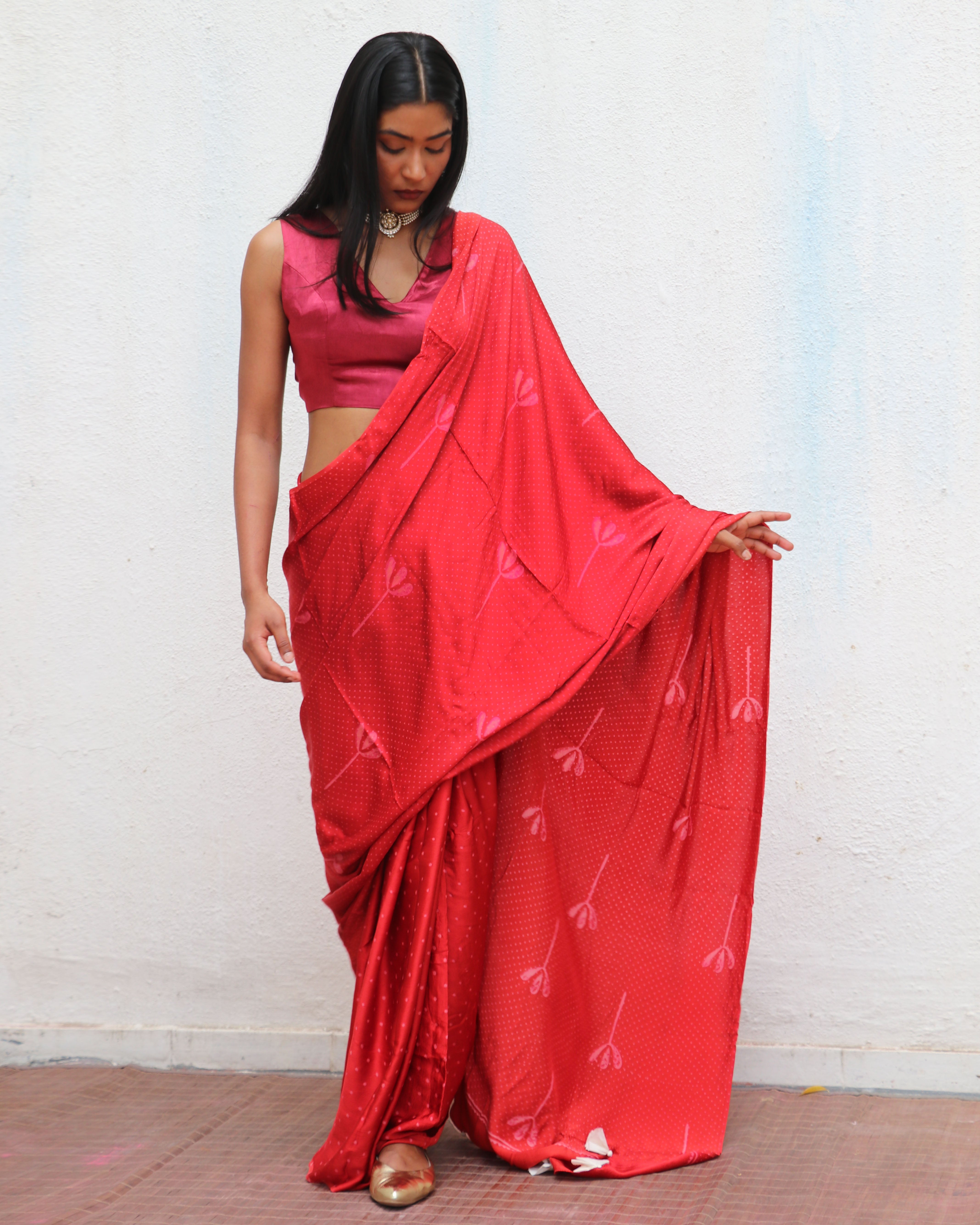 Mashooqa Blockprinted Modal Silk Saree