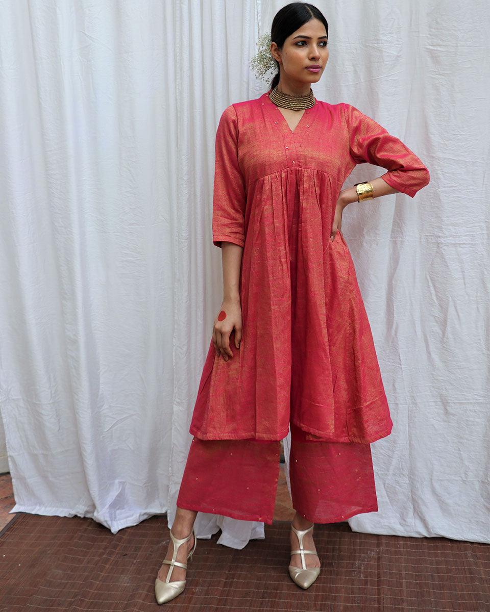 Shyama Handwoven Cotton Zari Kurta Set - Zari