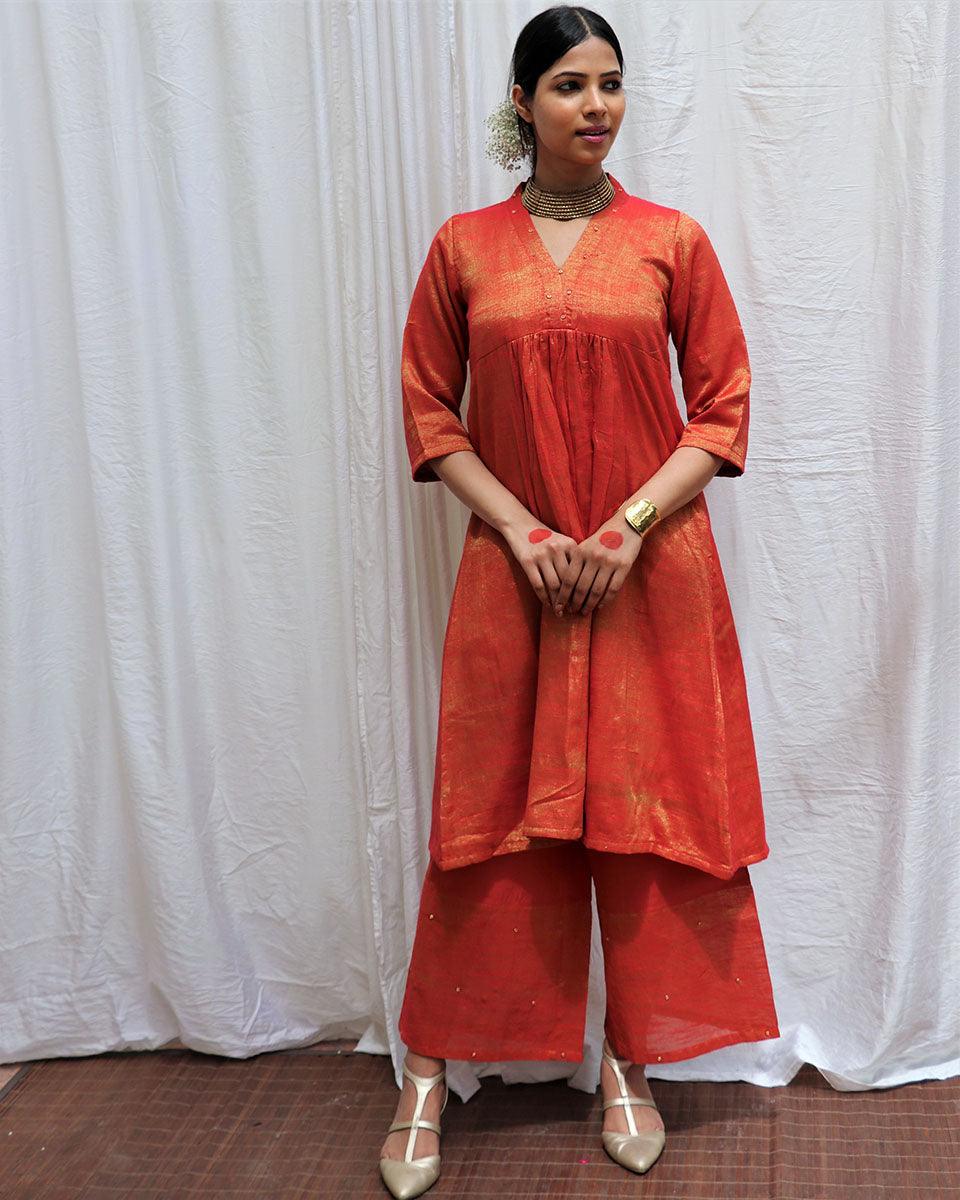 Buy Lali Handwoven Cotton Zari Kurta Set Kurta set women Kurti set