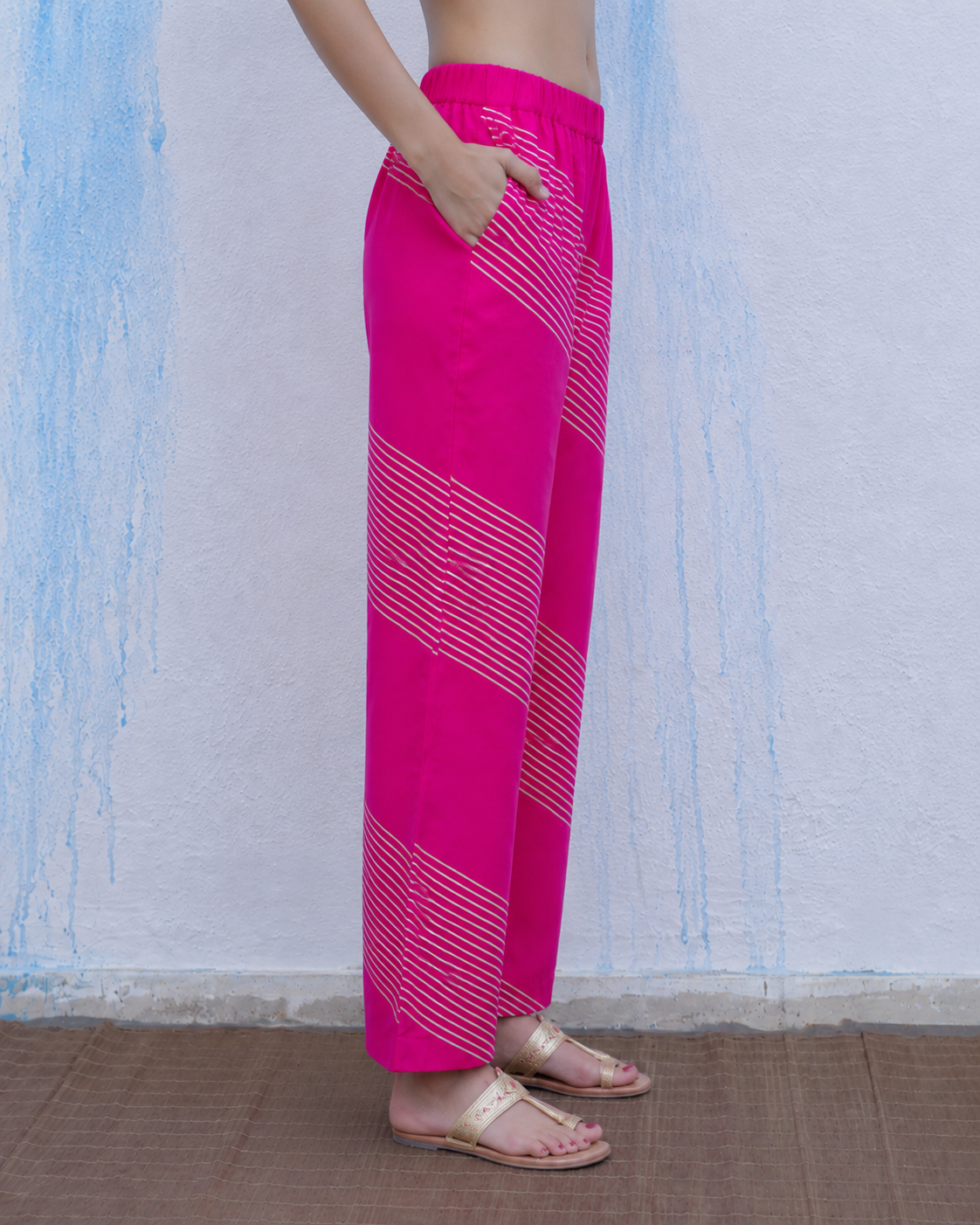 Shraddha Pink Handblock Print Cotton Pant - BFG