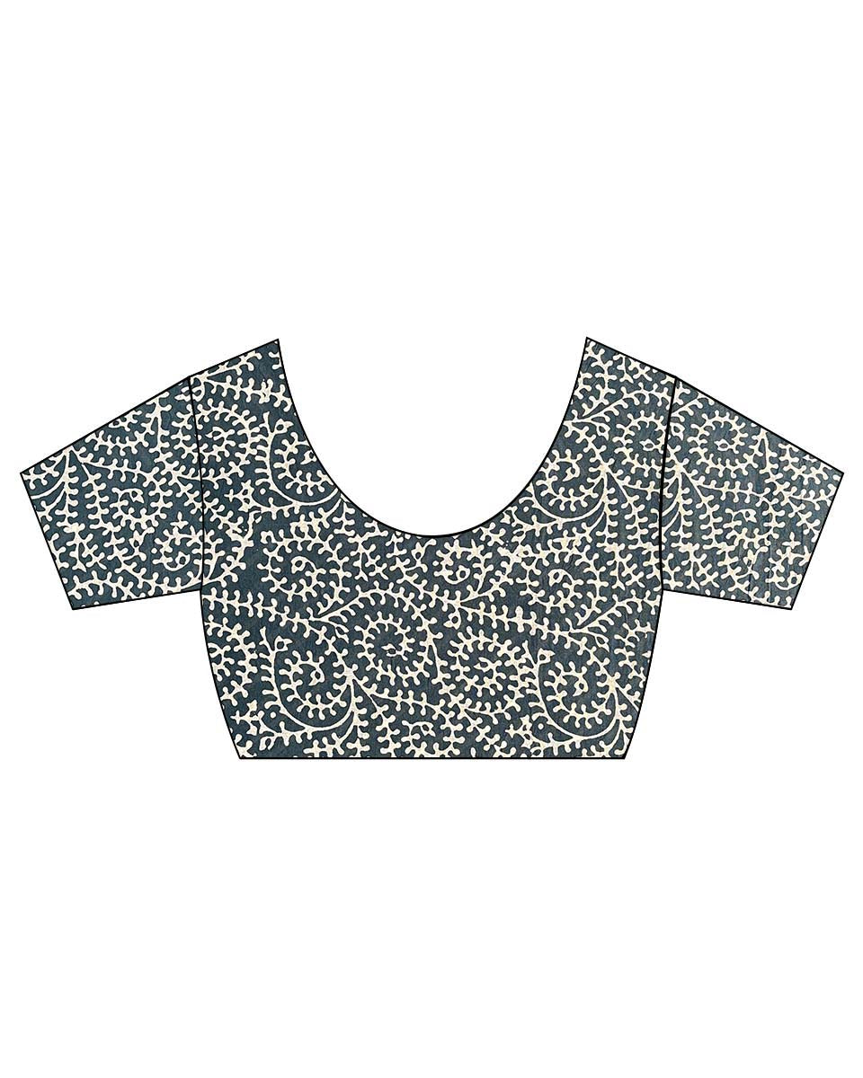 Moon Smoke Grey Block Printed Saree - BMS