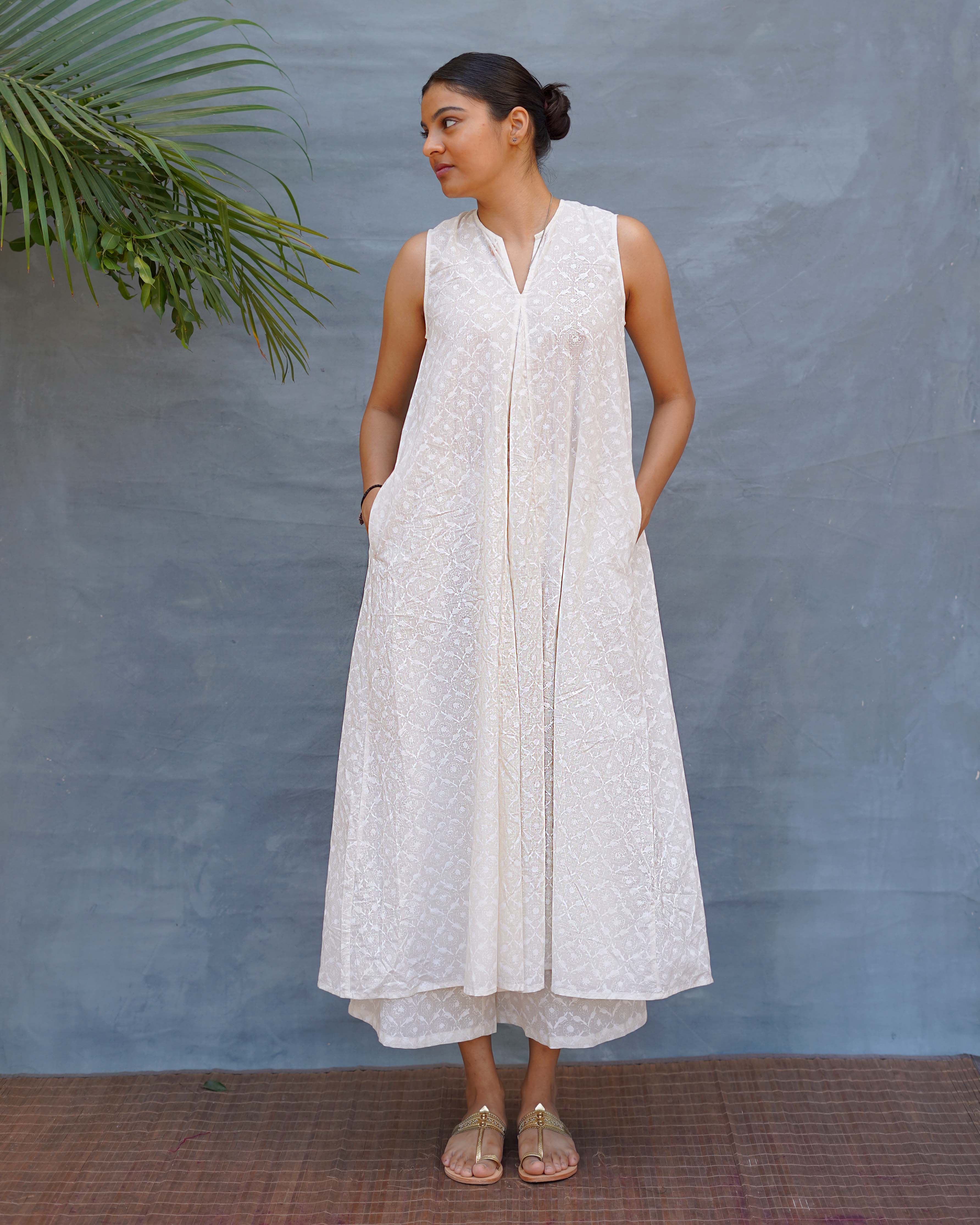 cotton white kurta set | white cotton kurta set for women | kurta set for summer