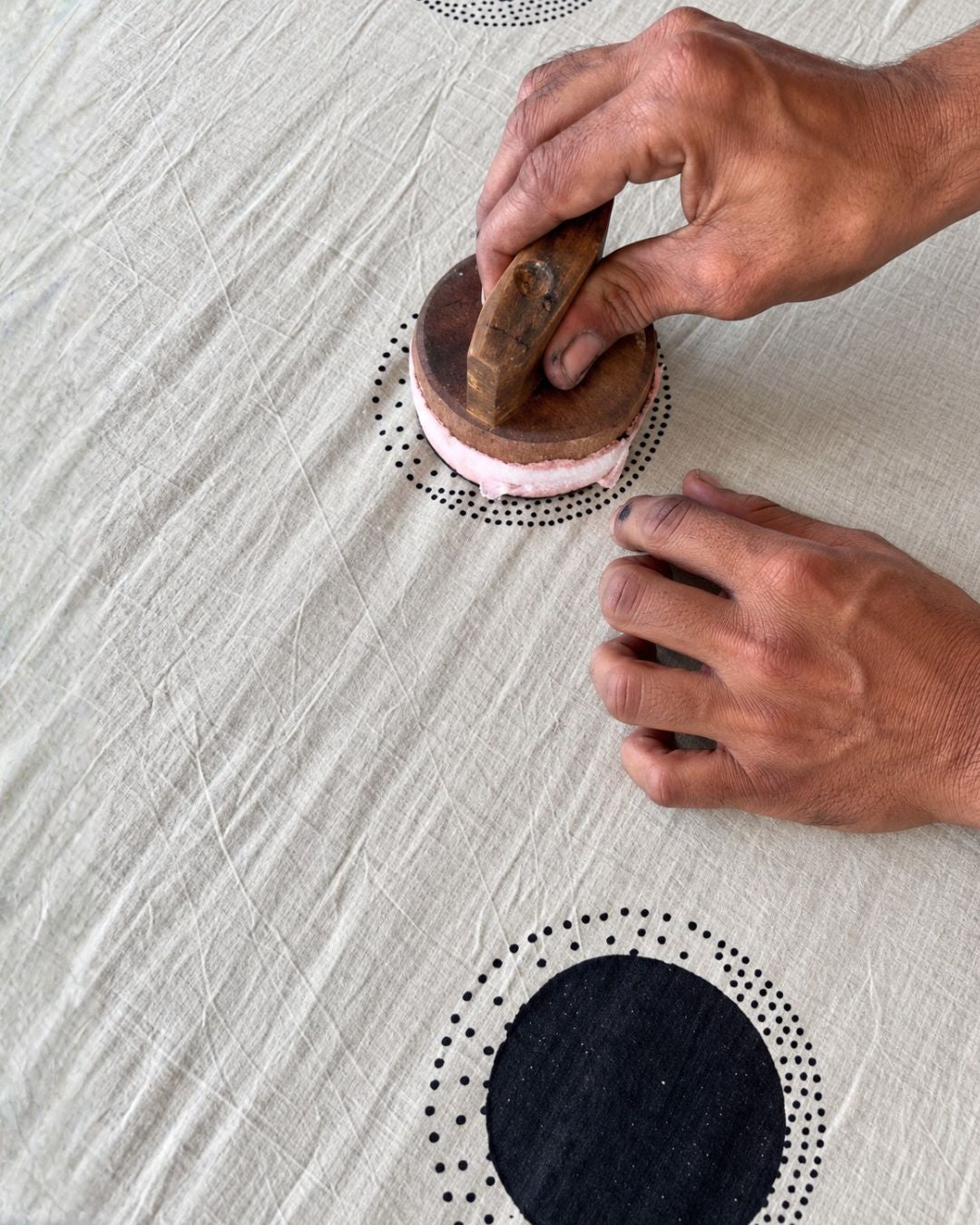 Snowflakes Handblockprinted Cotton Saree - Fmtm