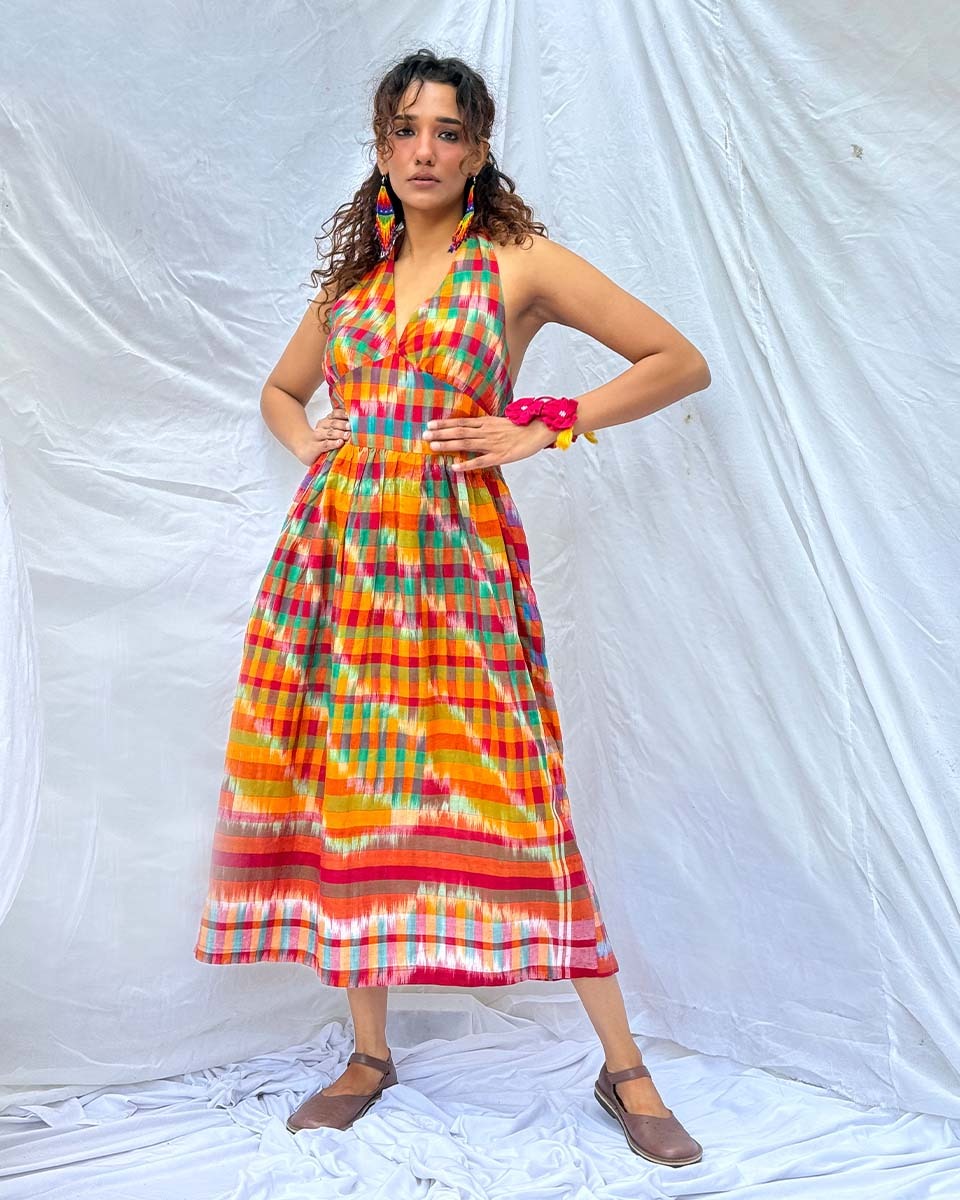 Koyel Gamcha Cotton Dress - GMC