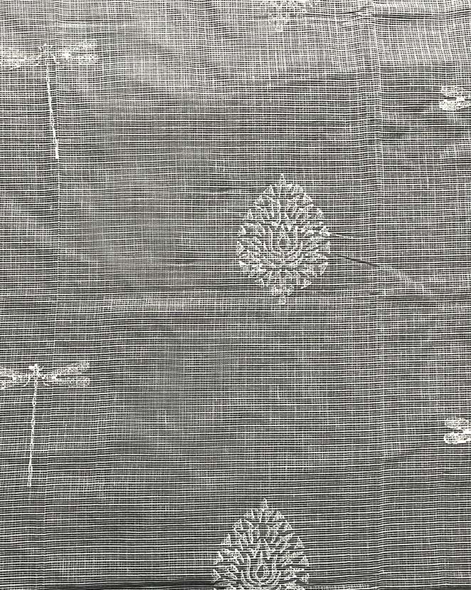 Cloudberry Kota Doria Ivory Block Printed Saree - SFD