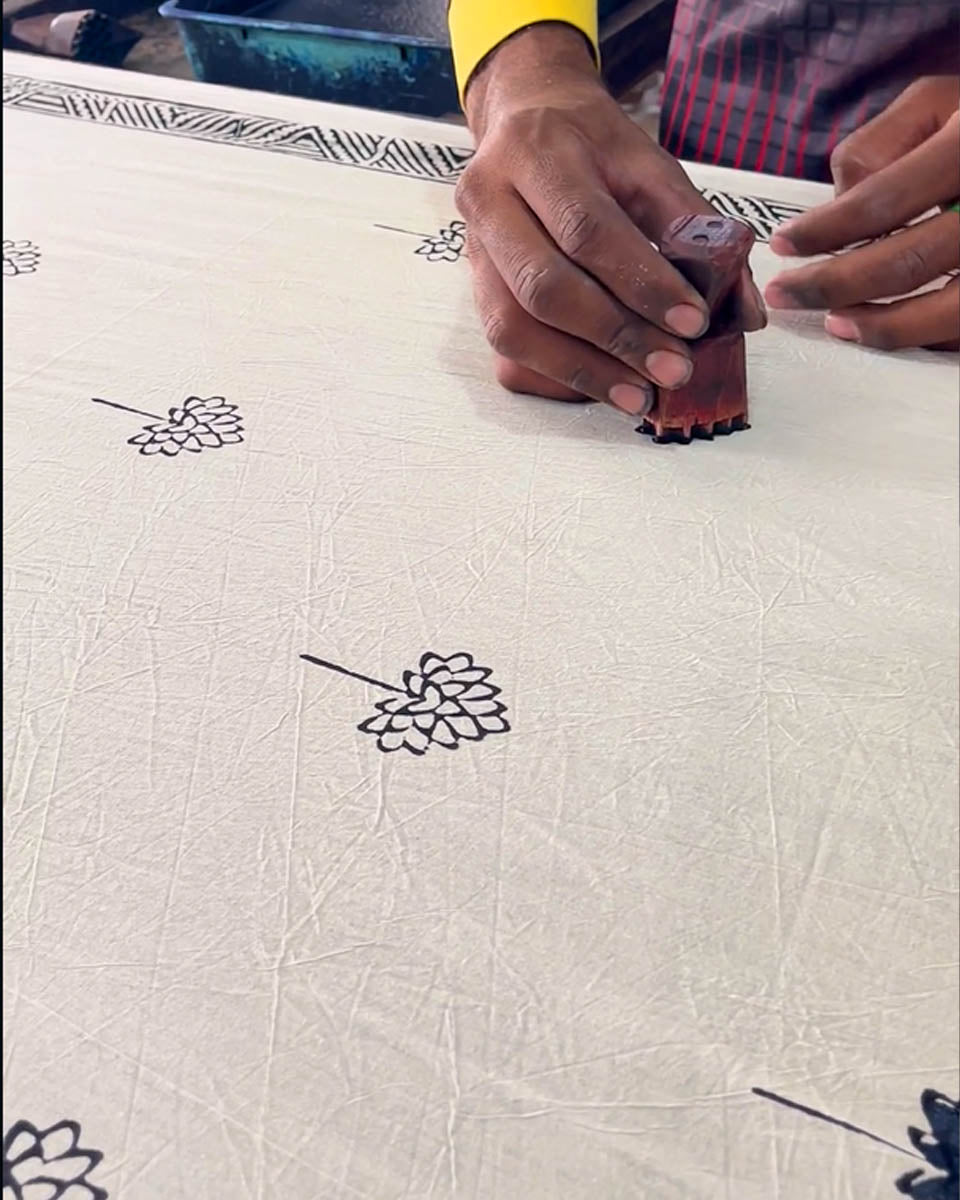 Cloudnight Ivory Block Printed Dress - BMS