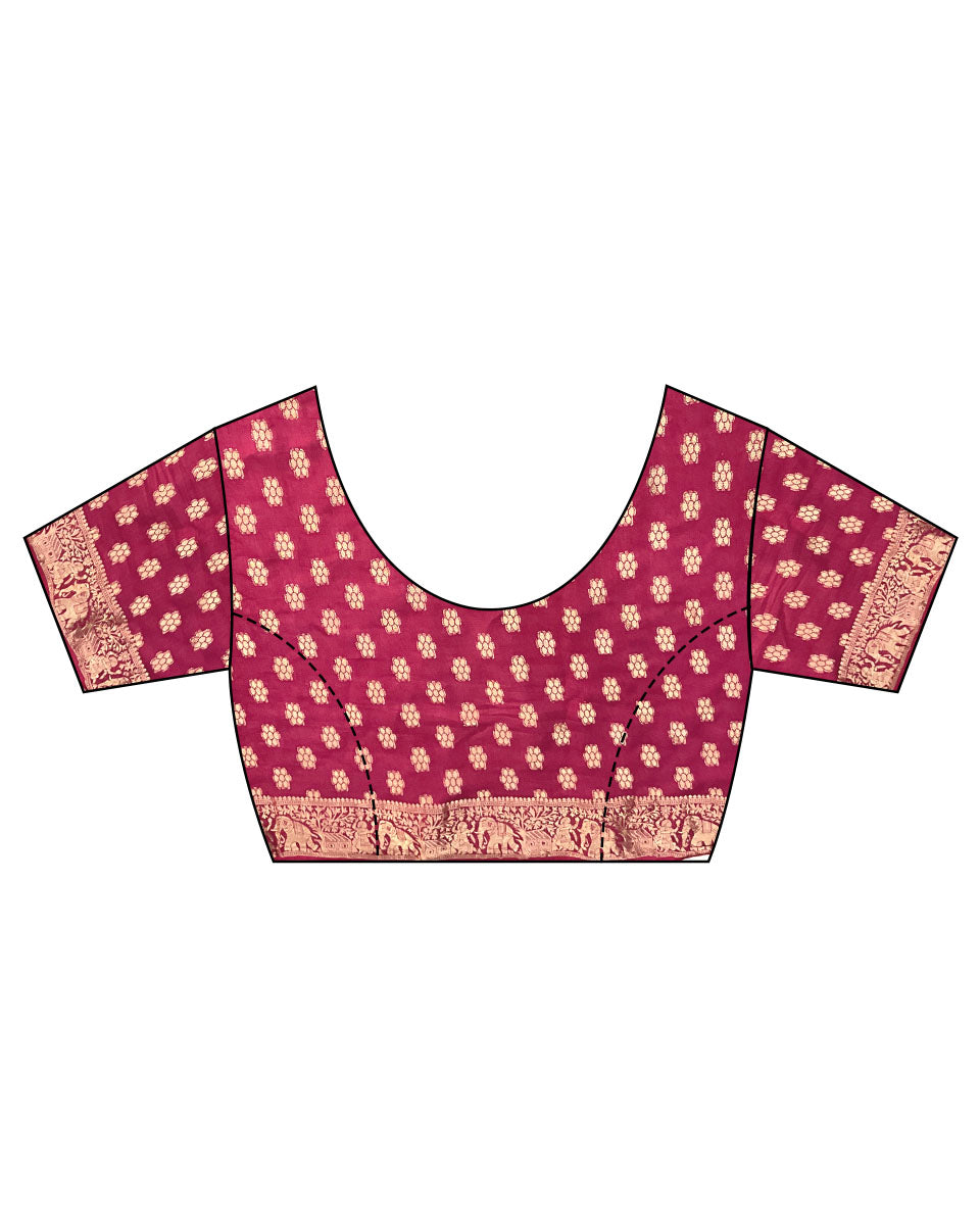 Radha Blockprinted Dola Silk Saree - RB