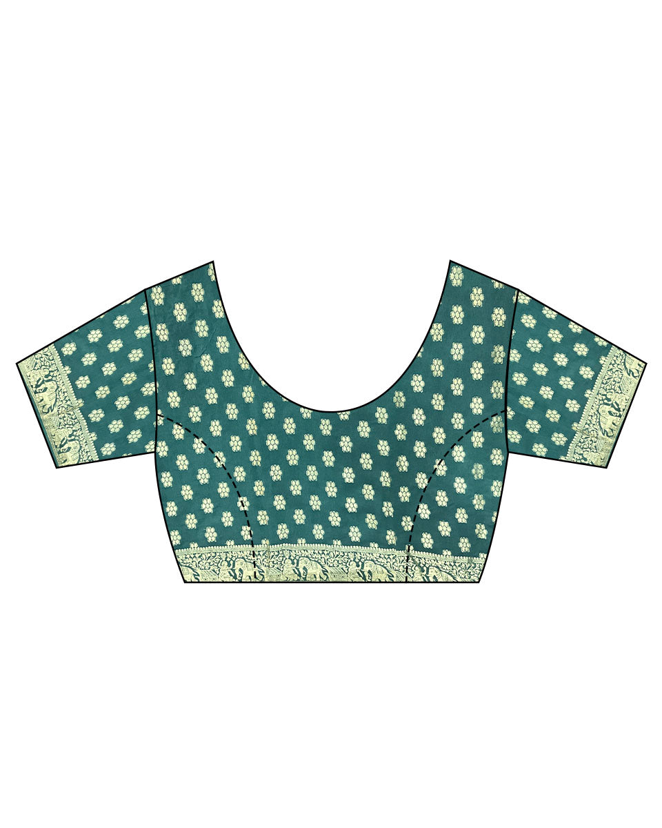 Madhurima Green Block printed Dola Silk Saree - RB