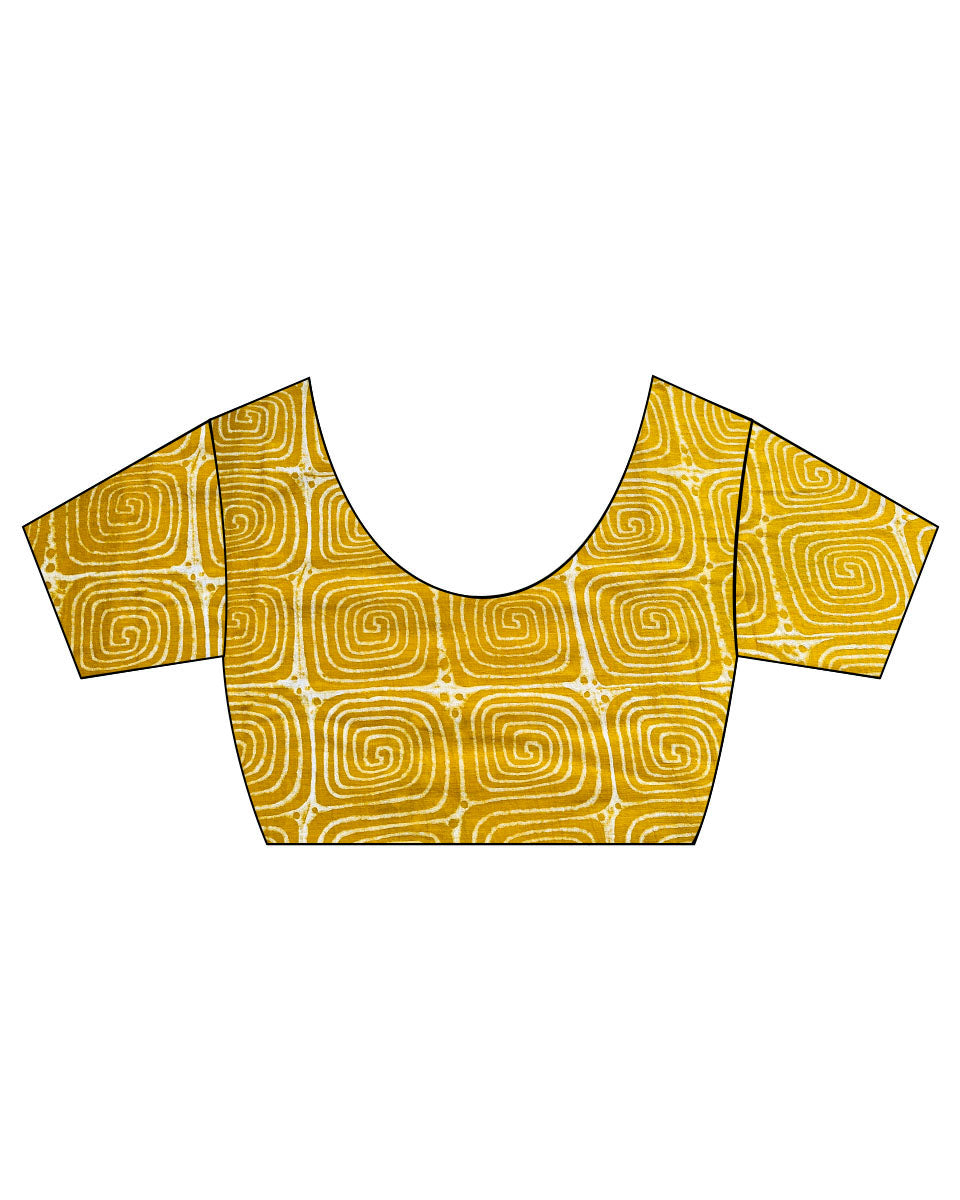 Mriga Yellow Hand Block Printed Saree-MYA