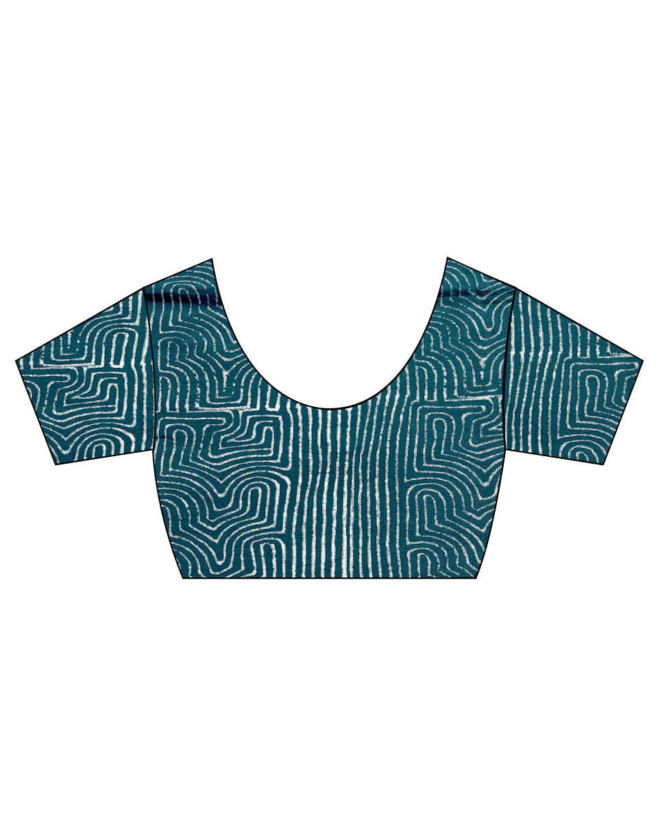 Sia Teal Green Hand Block Printed Saree-MYA