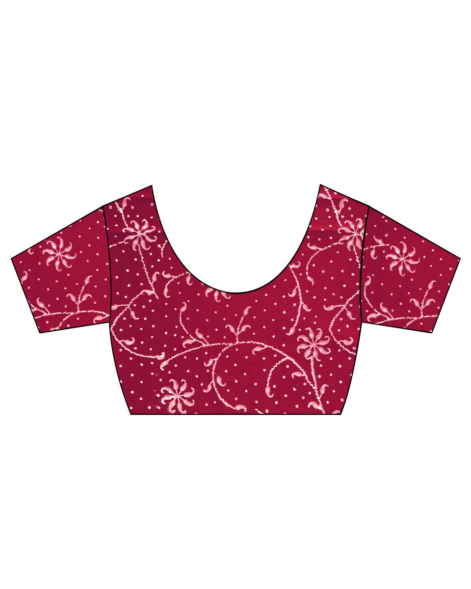 Roopika Red Hand Block Printed Saree-MYA