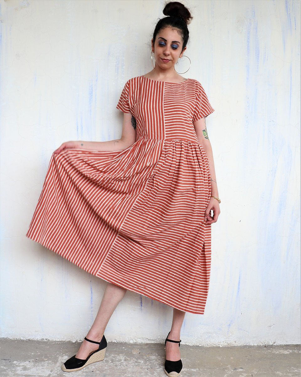 Buy Rust Block Printed Cotton Dress | Summer Fashion | Dress New Design Buy Rust Block Printed Cotton Dress | Summer Fashion | Dress New Design