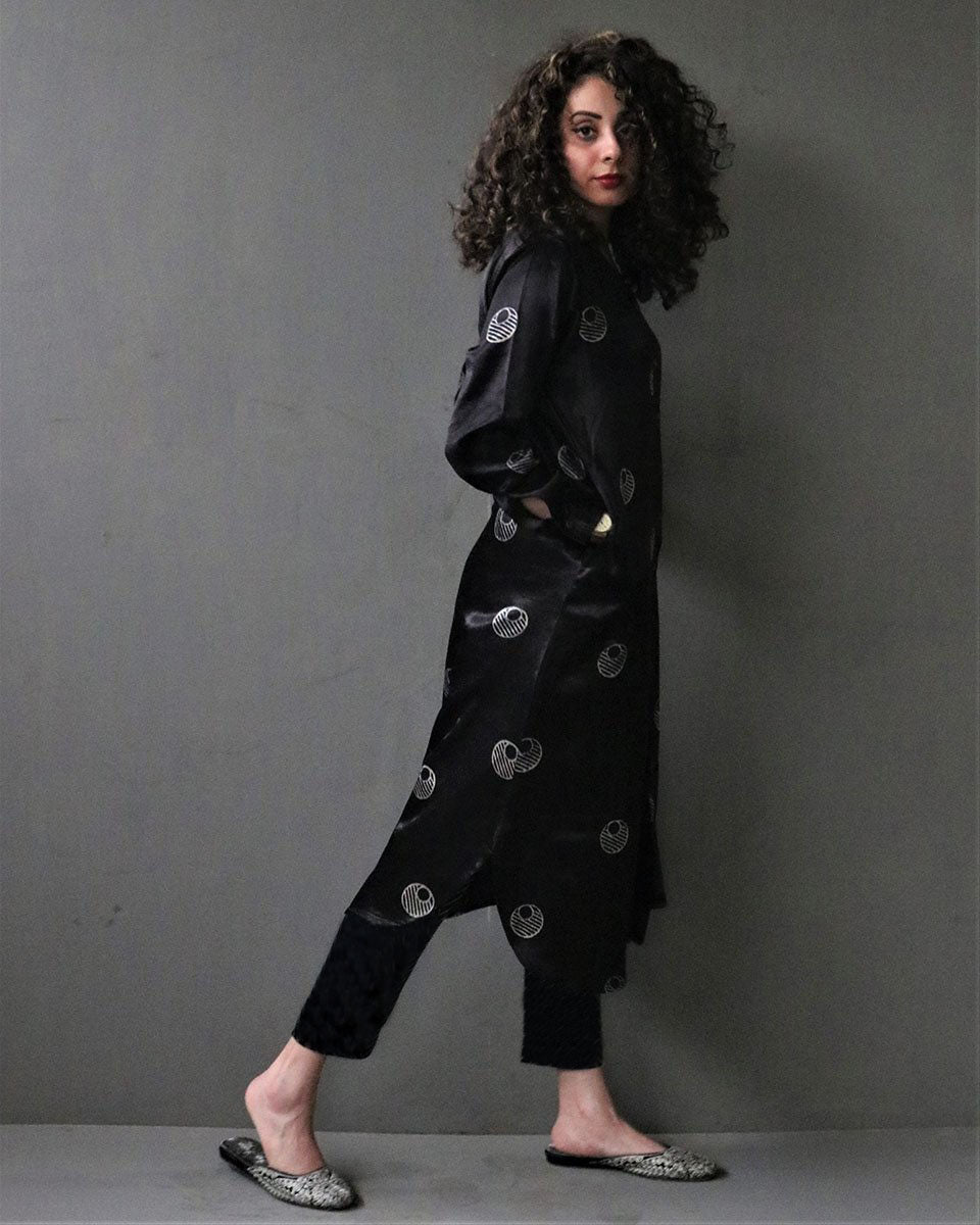 Mahrosh Block printed Mashru Silk Kurta Set