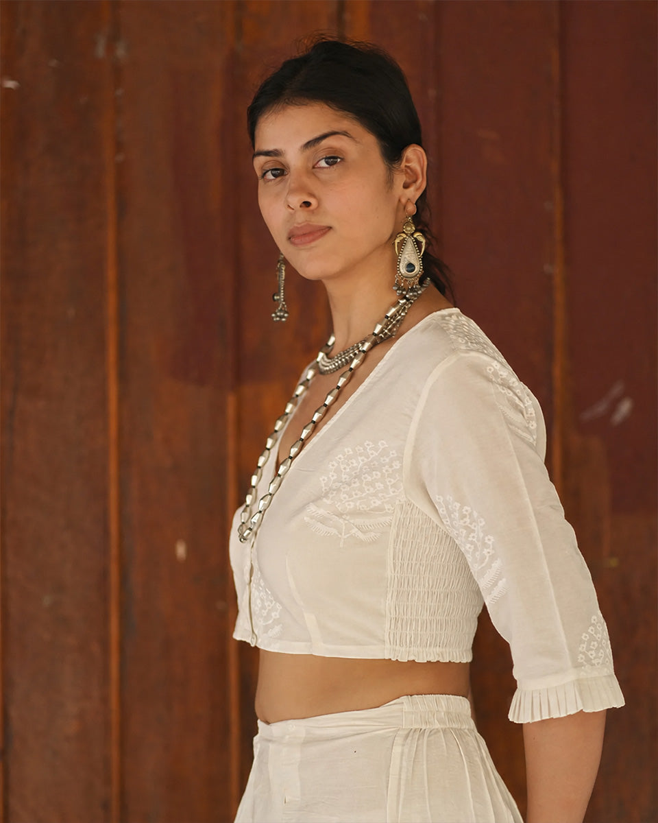 Vanilla Static Ivory Block Printed Blouse - SFD