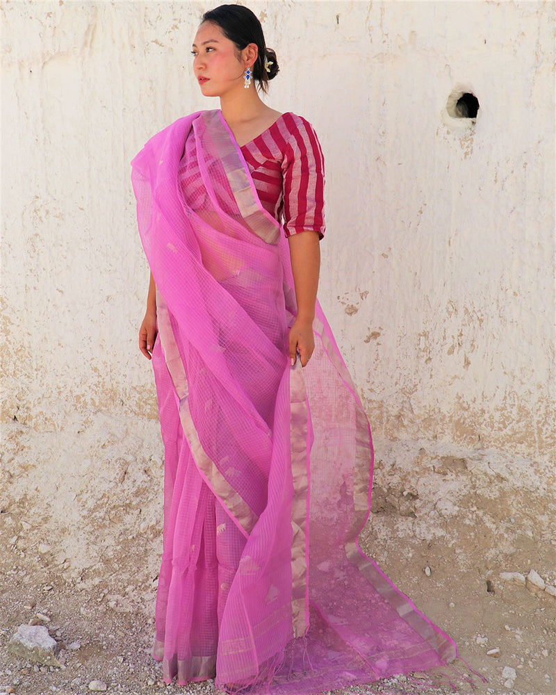 Flamboyant Jamdani Silk Saree-Samah