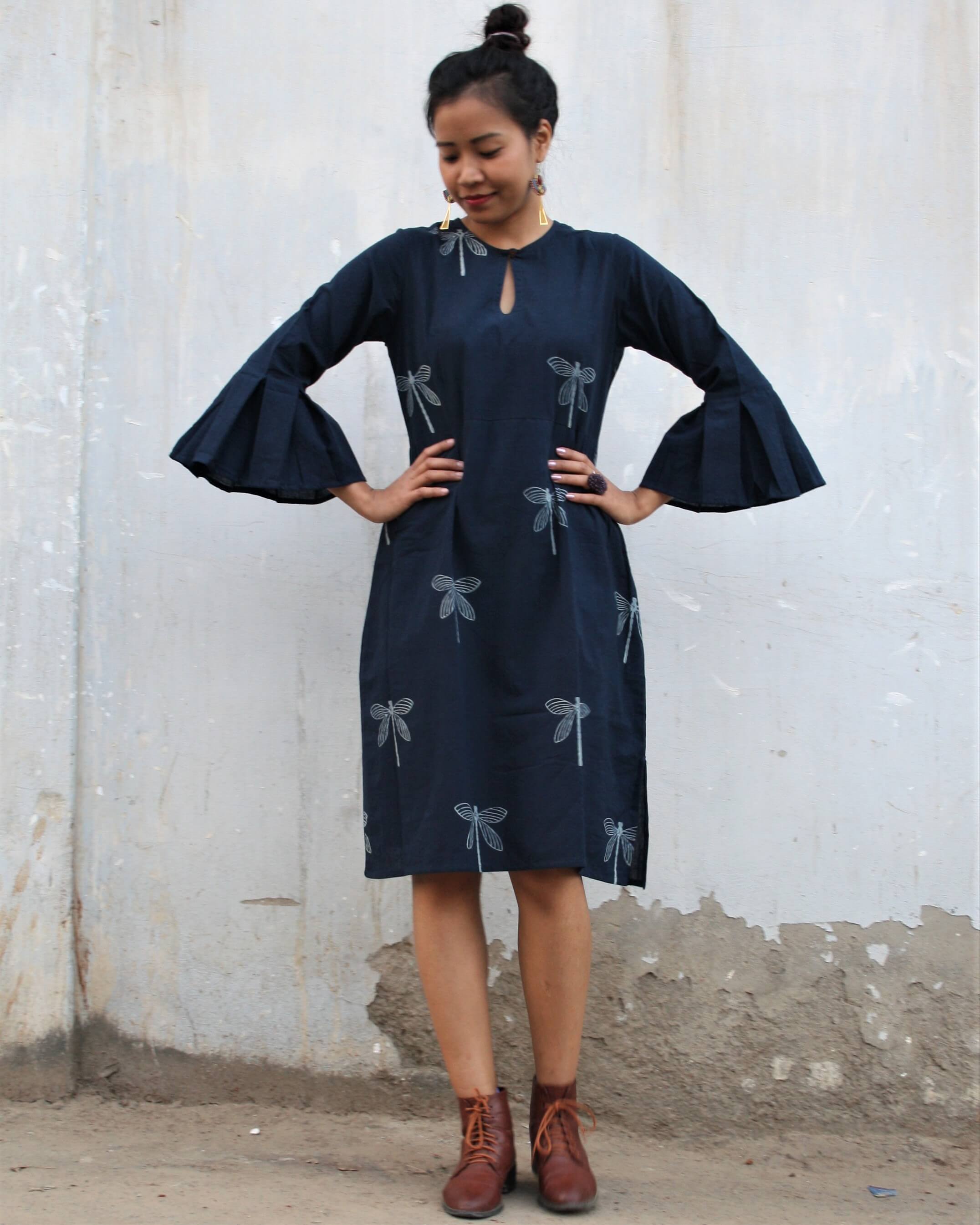 blue dragonfly dress DJ-17190/2 Vest Dress Dragonfly Dots