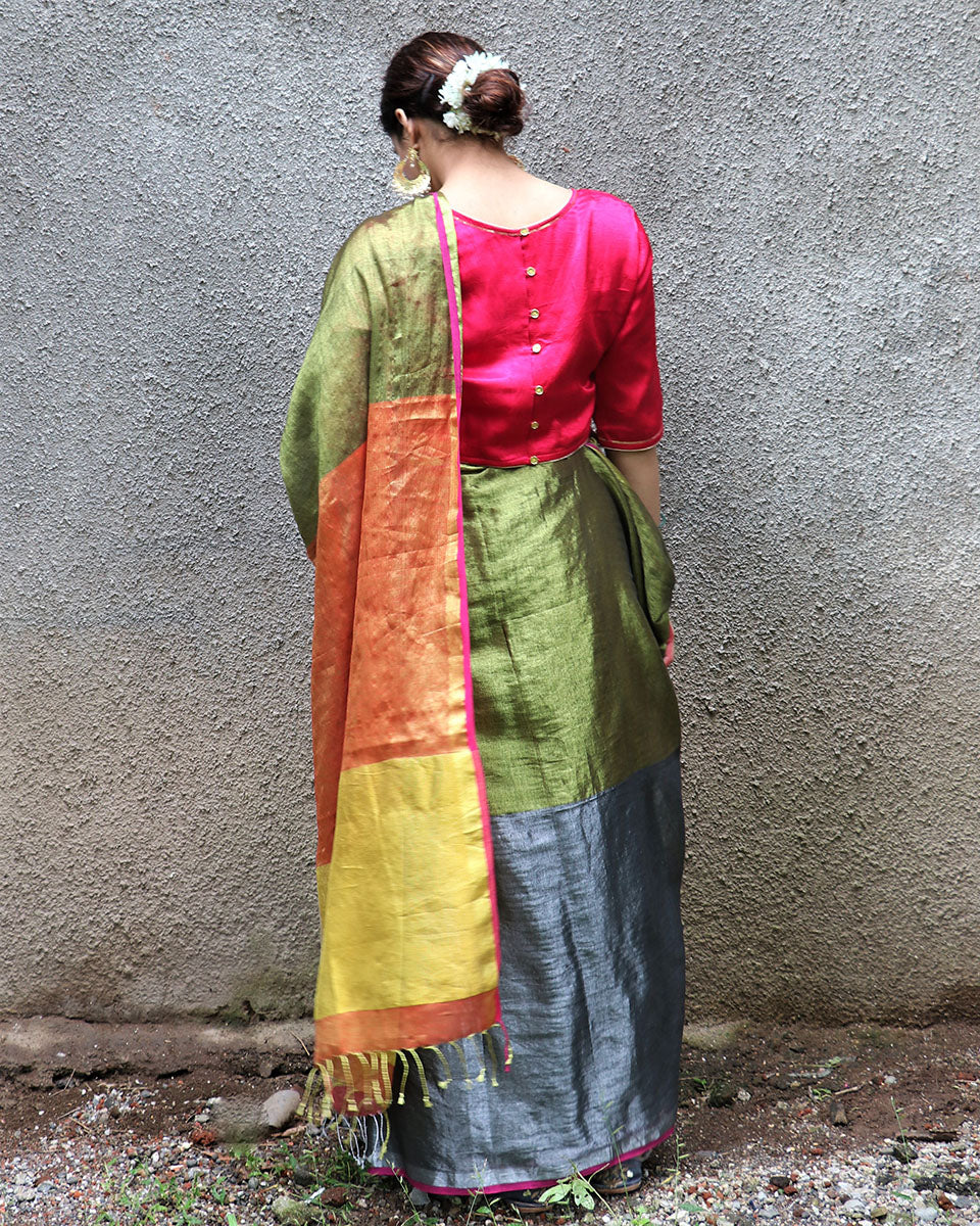 Kiran Handwoven Cotton Zari Saree - Chandani