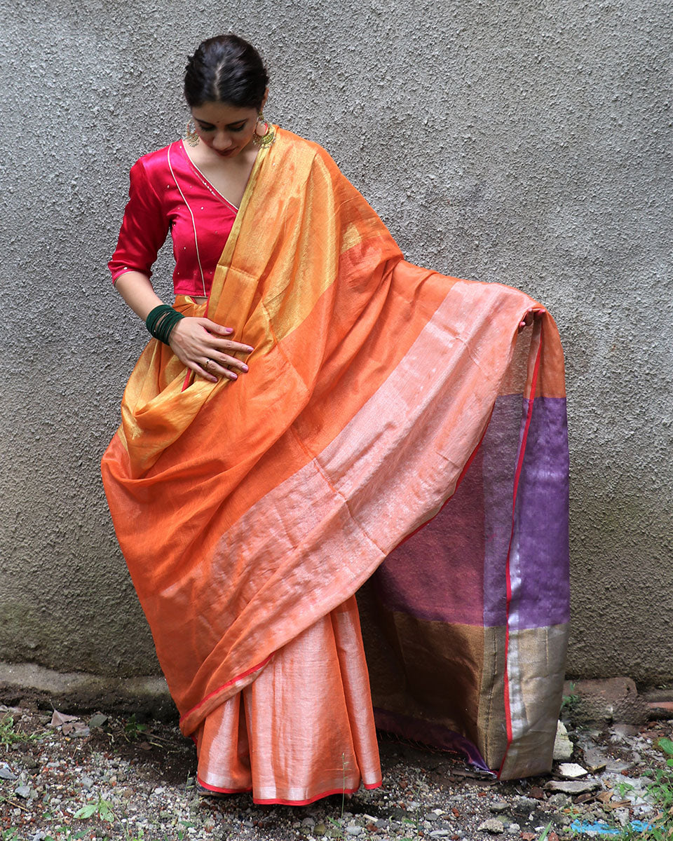 Chahna Handwoven Cotton Zari Saree - Chandani