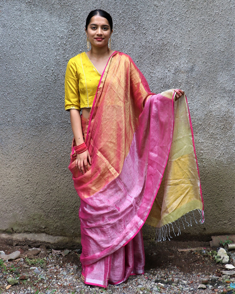 Ragini Handwoven Cotton Zari Saree - Chandani