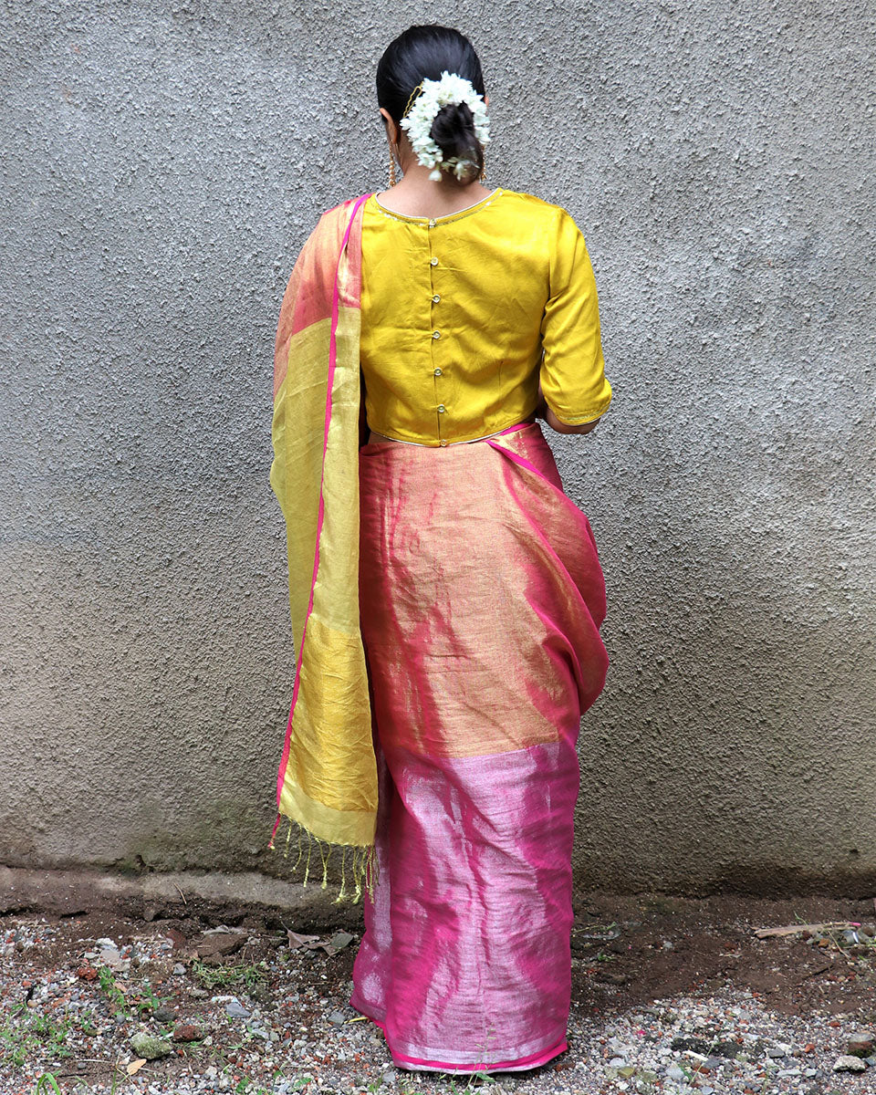 Ragini Handwoven Cotton Zari Saree - Chandani