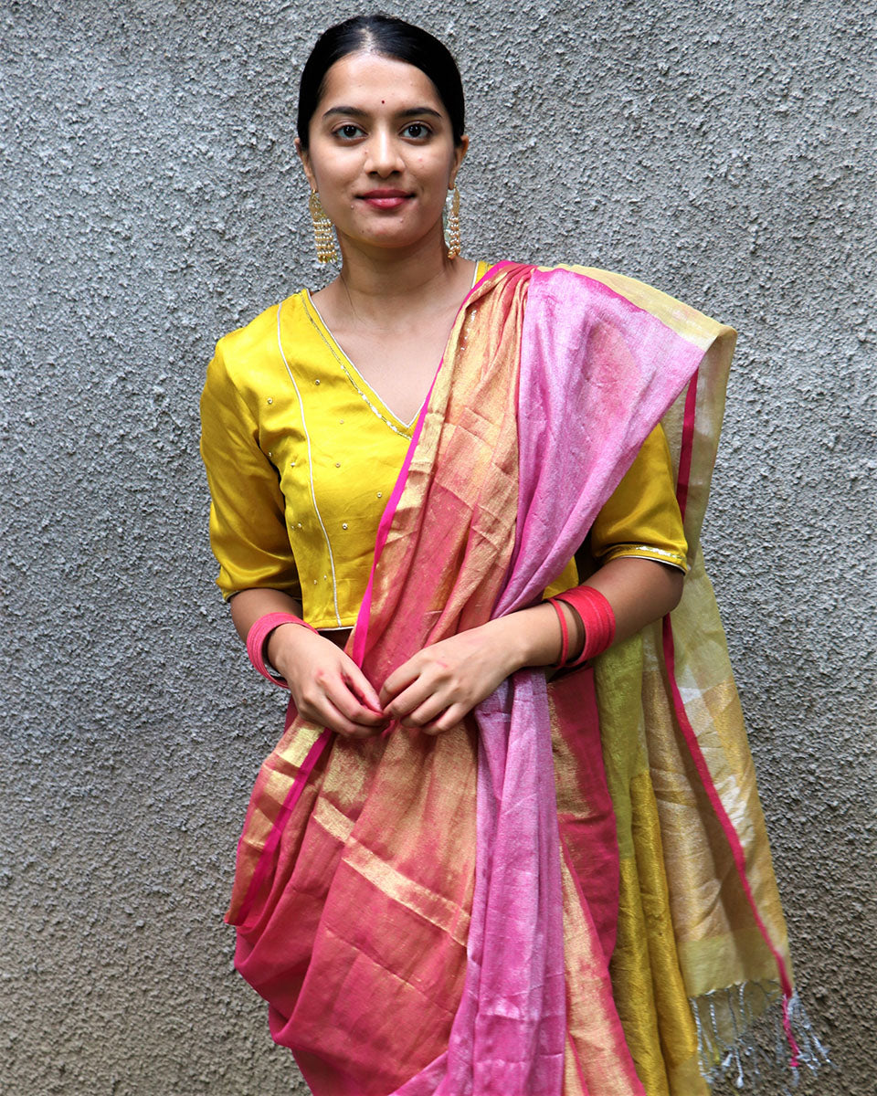 Ragini Handwoven Cotton Zari Saree - Chandani