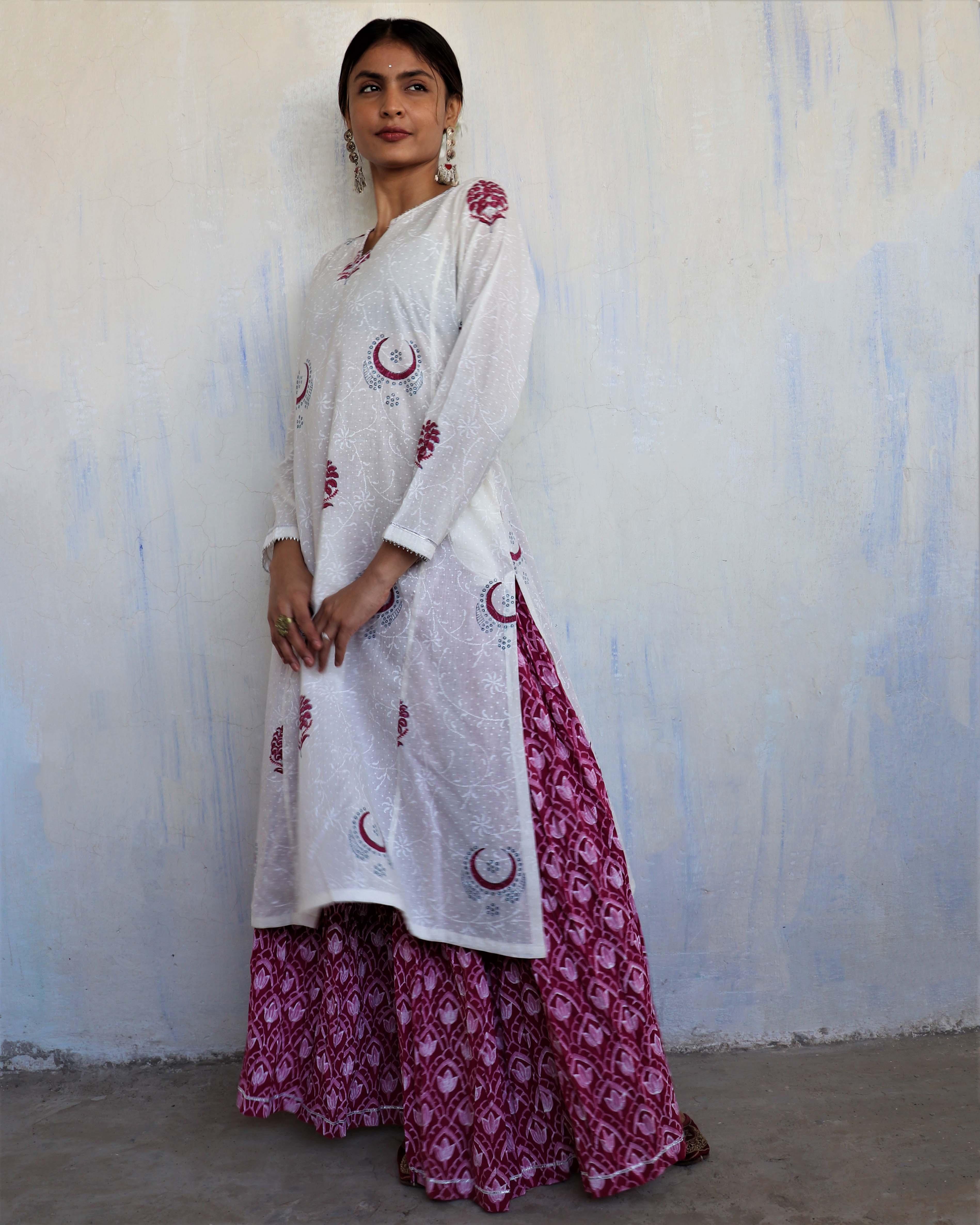 Earth Aura Handblock Cotton Skirt-LD