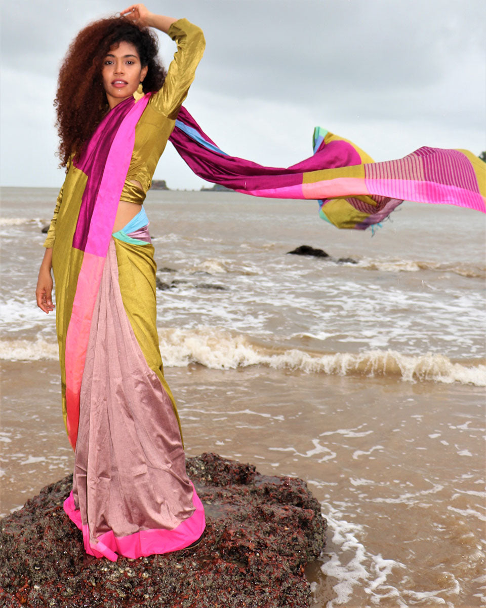 Fasaana Handwoven Cotton Saree- Holi
