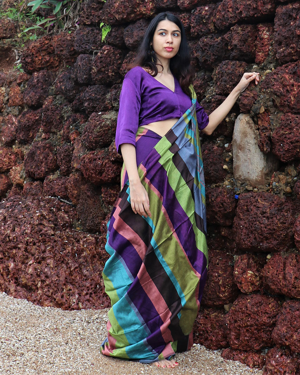 Bahaar Handwoven Cotton Saree - Holi