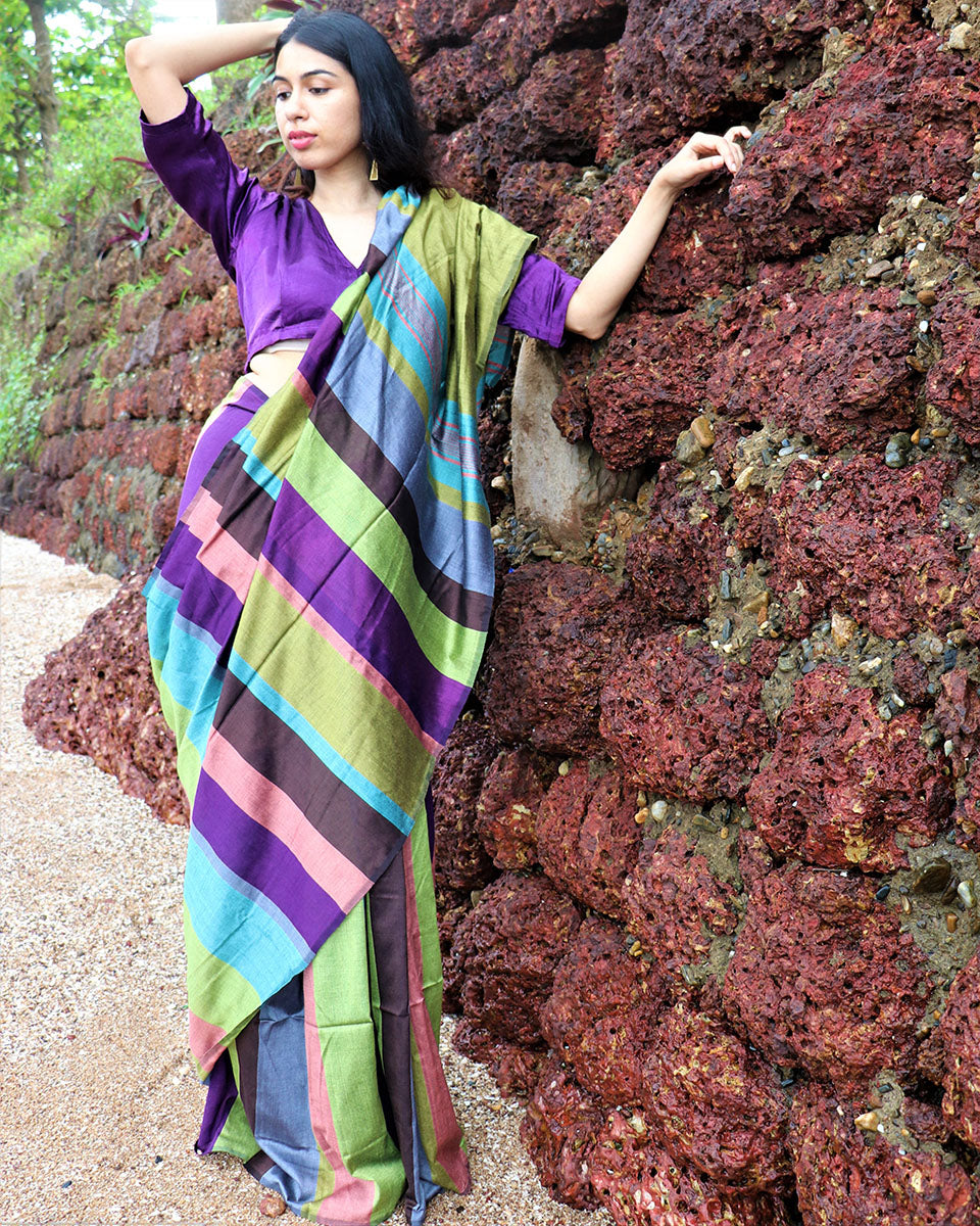 Bahaar Handwoven Cotton Saree - Holi