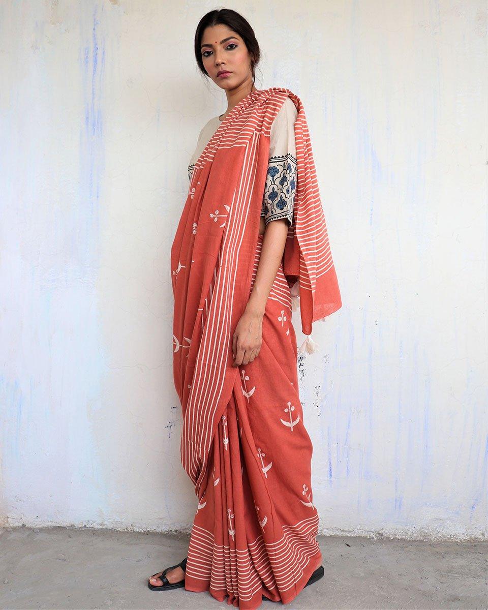 Cotton sarees | Saree | Saree for women | Saree red | Chidiyaa