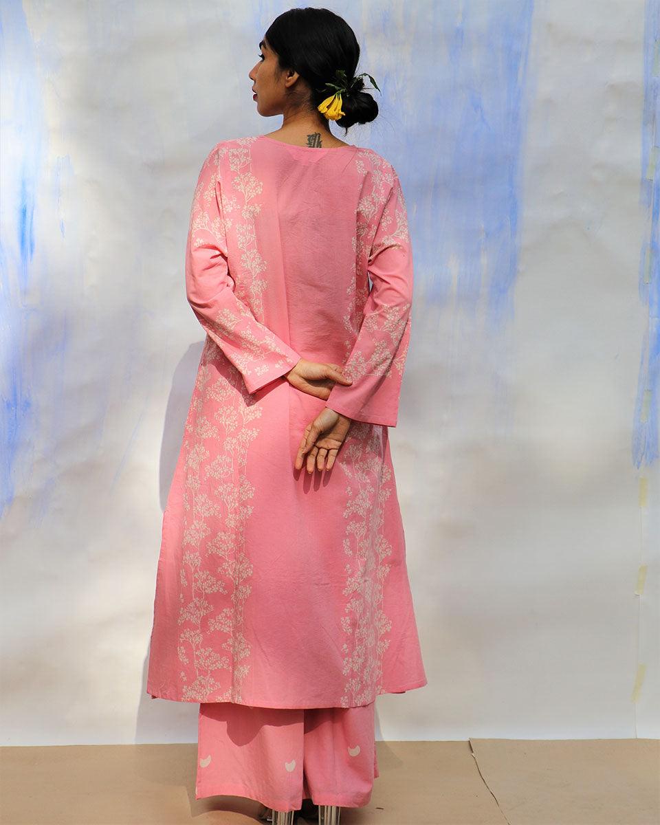 Gulabi Resham Hand Block printed Pure Cotton Kurta - LD
