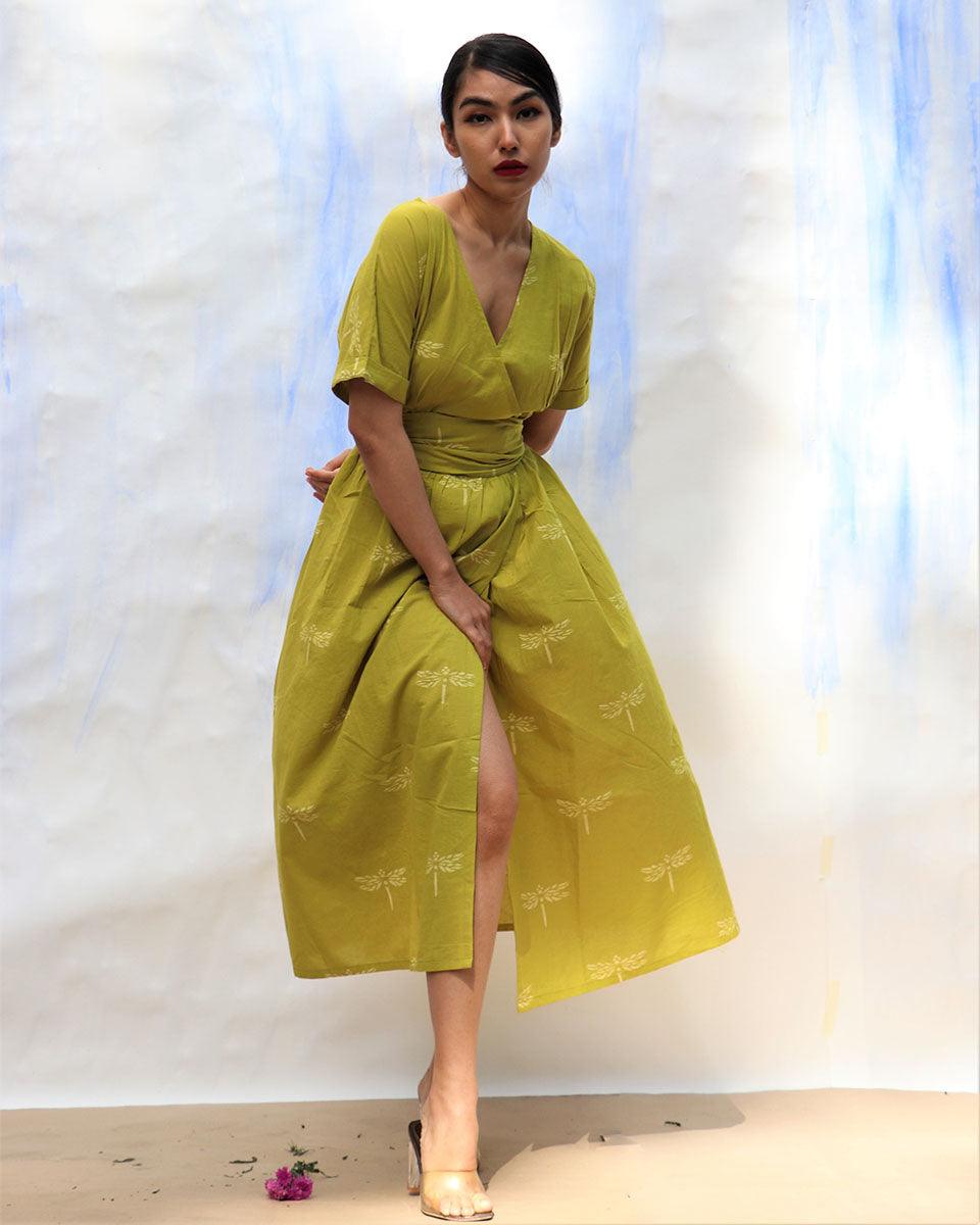 Buy Green V-neck Cotton Dress | Cotton dress | Dresses Buy Green V-neck Cotton Dress | Cotton dress | Dresses
