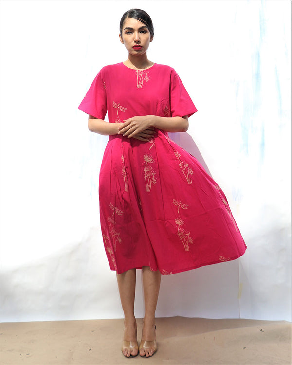 Rani Handprinted Pure Cotton Wildflower Dress -Skd