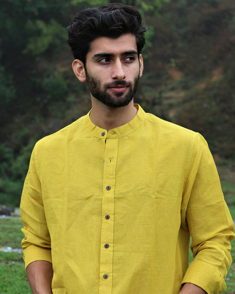 Sunshine Yellow Handwoven Linen Shirt