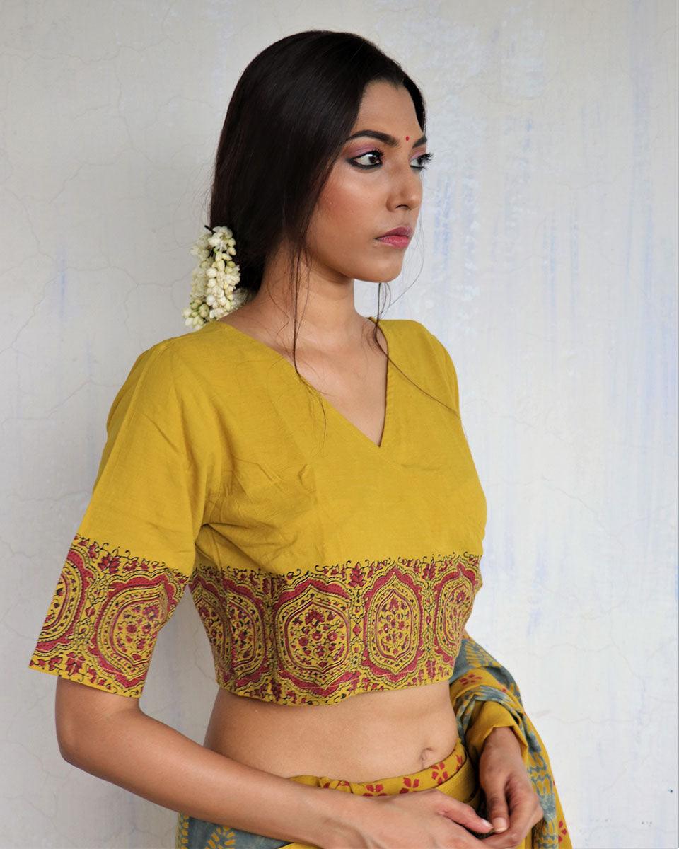 Blouse back design | blouse sleeves design | cotton blouse yellow | chidiyaa