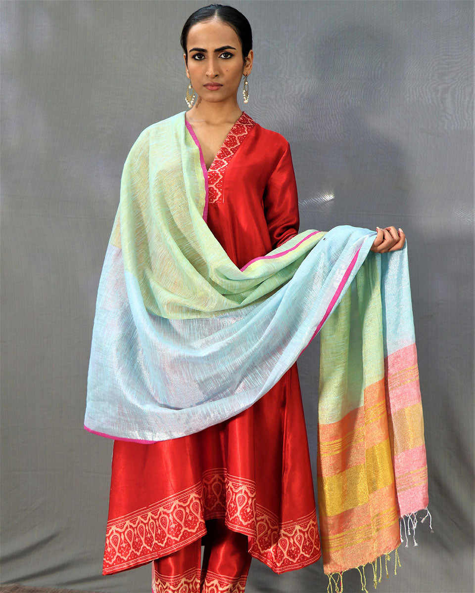 Heera Handwoven Cotton Zari Dupatta-Saahiba