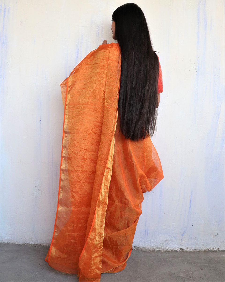 Linen saree | Linen zari saree | Linen saree online | Chidiyaa