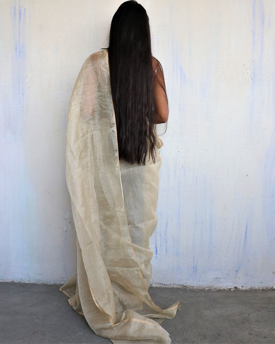 Linen saree | Linen zari saree | Linen saree online | Chidiyaa