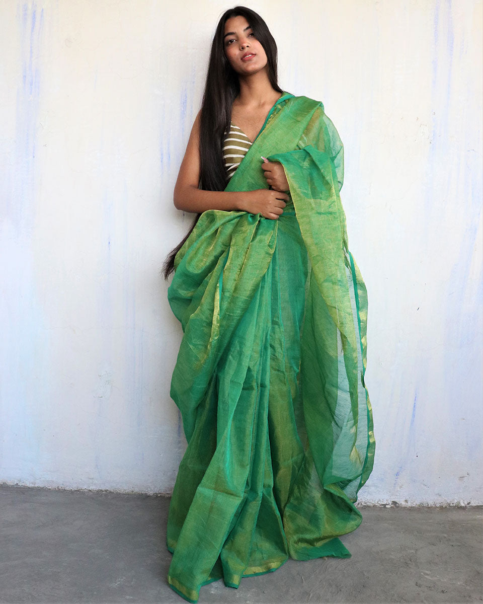 Linen saree | Linen zari saree | Linen saree online | Linen Sarees | Chidiyaa