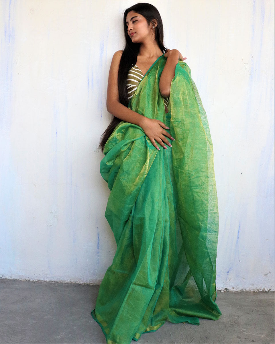 Linen saree | Linen zari saree | Linen saree online | Linen Sarees | Chidiyaa