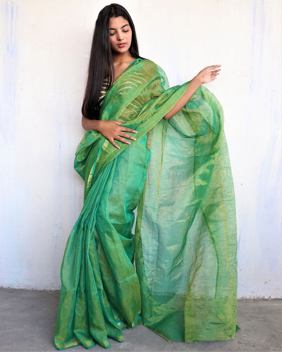 Linen saree | Linen zari saree | Linen saree online | Linen Sarees | Chidiyaa