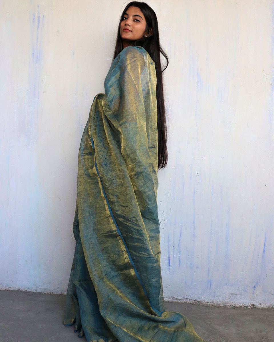 Linen saree | Linen zari saree | Linen saree online | Linen Sarees | Chidiyaa
