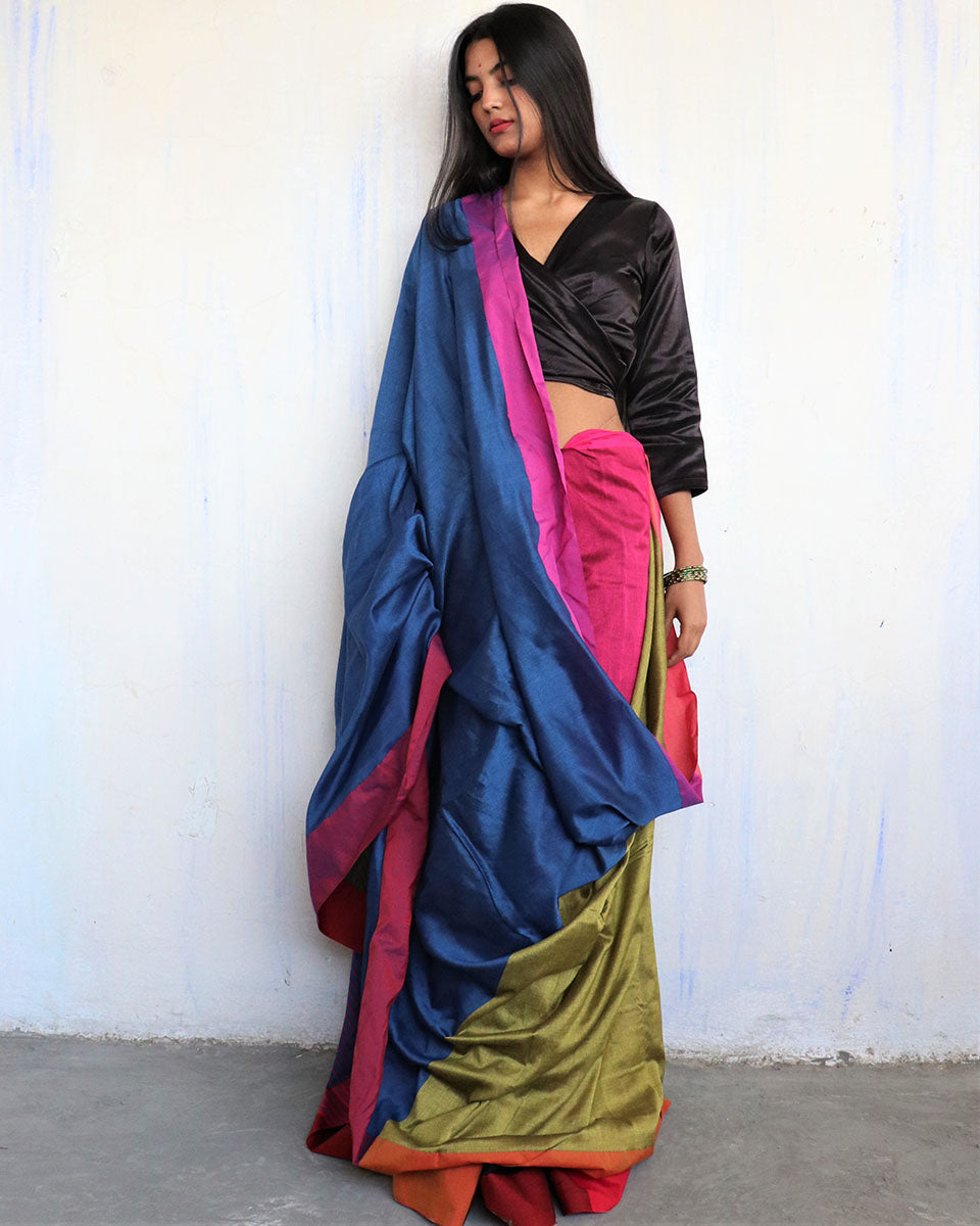 Akanksha Handwoven Pure Cotton Viscose Saree - Holi