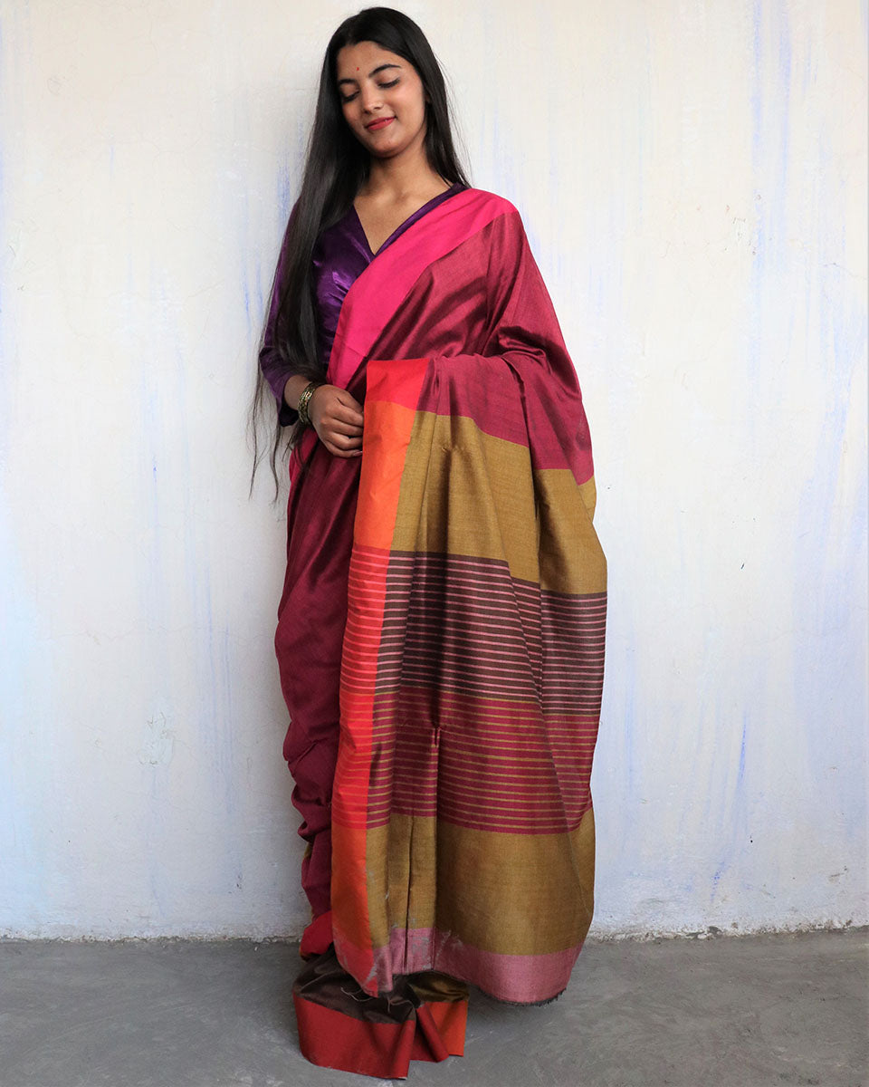 Arushi Handwoven Pure Cotton Viscose Saree - Holi
