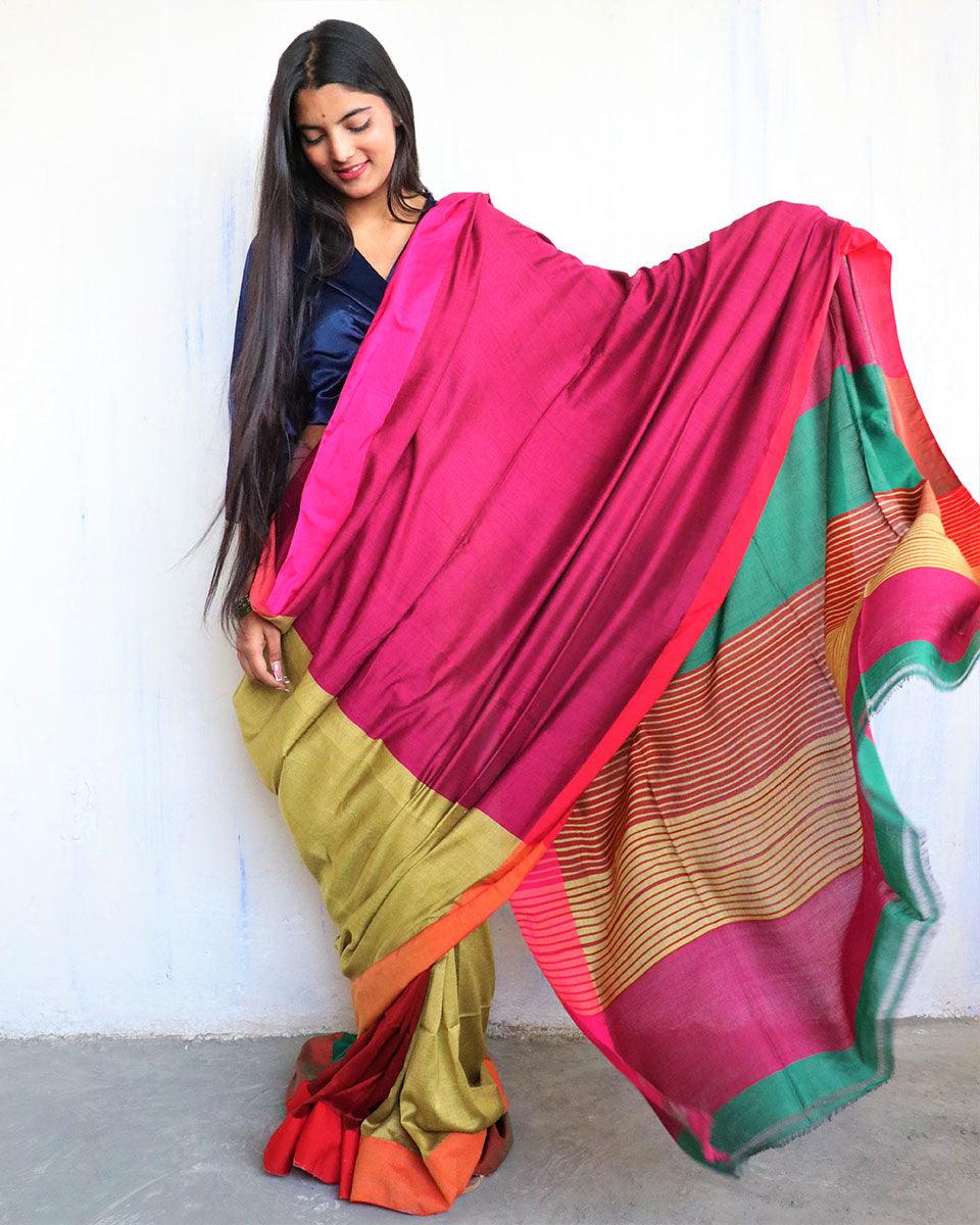 Rani-Green Handwoven Cotton Saree Saree for women saree design