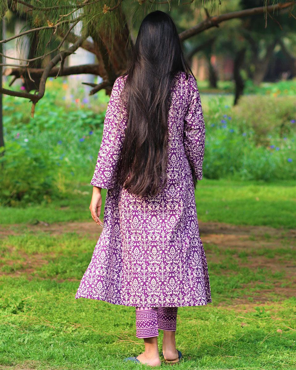 Purple Kurti | Kurta set for women | Purple Kurti pant set | Trendy kurta designs | Chidiyaa
