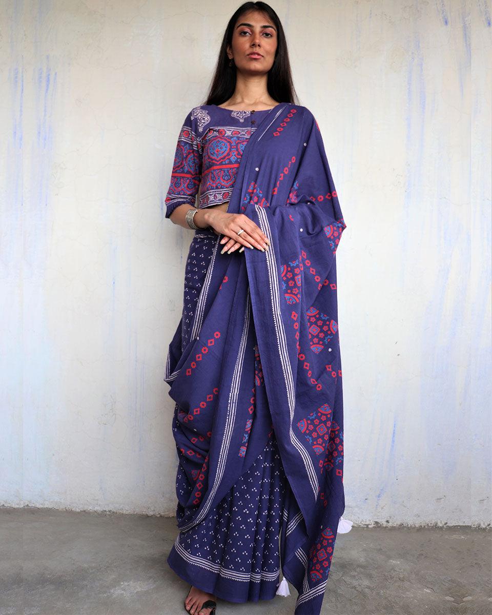 designer cotton printed saree | pure cotton printed saree | handprinted cotton saree for women