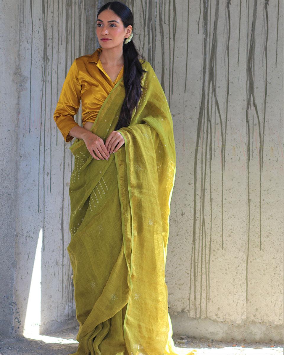 Linen zari sarees | Linen sarees | Linen sarees online | Chidiyaa