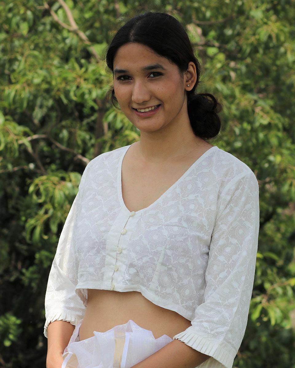 Blouse design | Cotton blouse Ivory | Blouse sleeves design | Blouse neck design | Summer | Chidiyaa